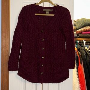Irish Burgundy Cable Knit Sweater